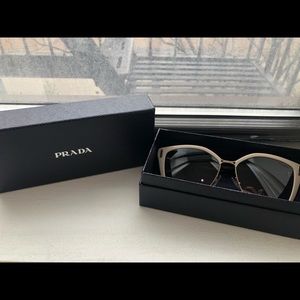 NEVER WORN Prada 57mm Grey/Tan Sunglasses NWOT